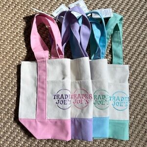 Trader Joe's Canvas Mini Pastel Tote Bags Set of 4